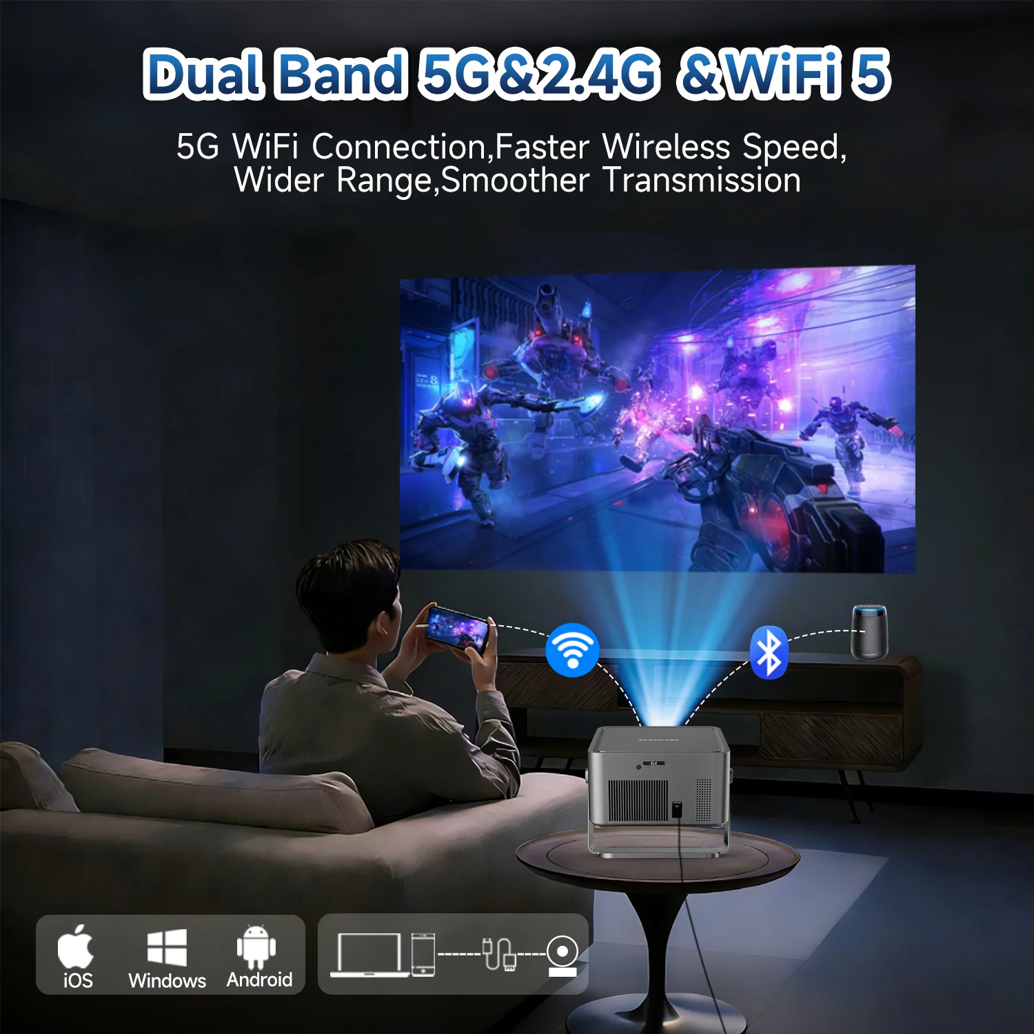 Magcubic 1080P Native Projector Auto Focus  1100ansi Projector 4K Portable Beam Home Theater - Image 5