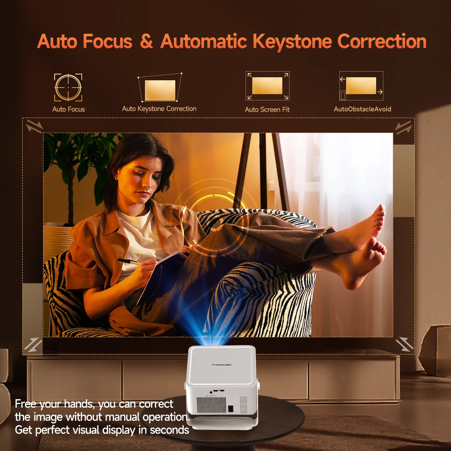 Magcubic HY450MAX Android 14 1100 Ansi Lumens LED Projector Native 1080P Wifi6 Beam 8K  Portable Projectors Movie Auto Focus - Image 7