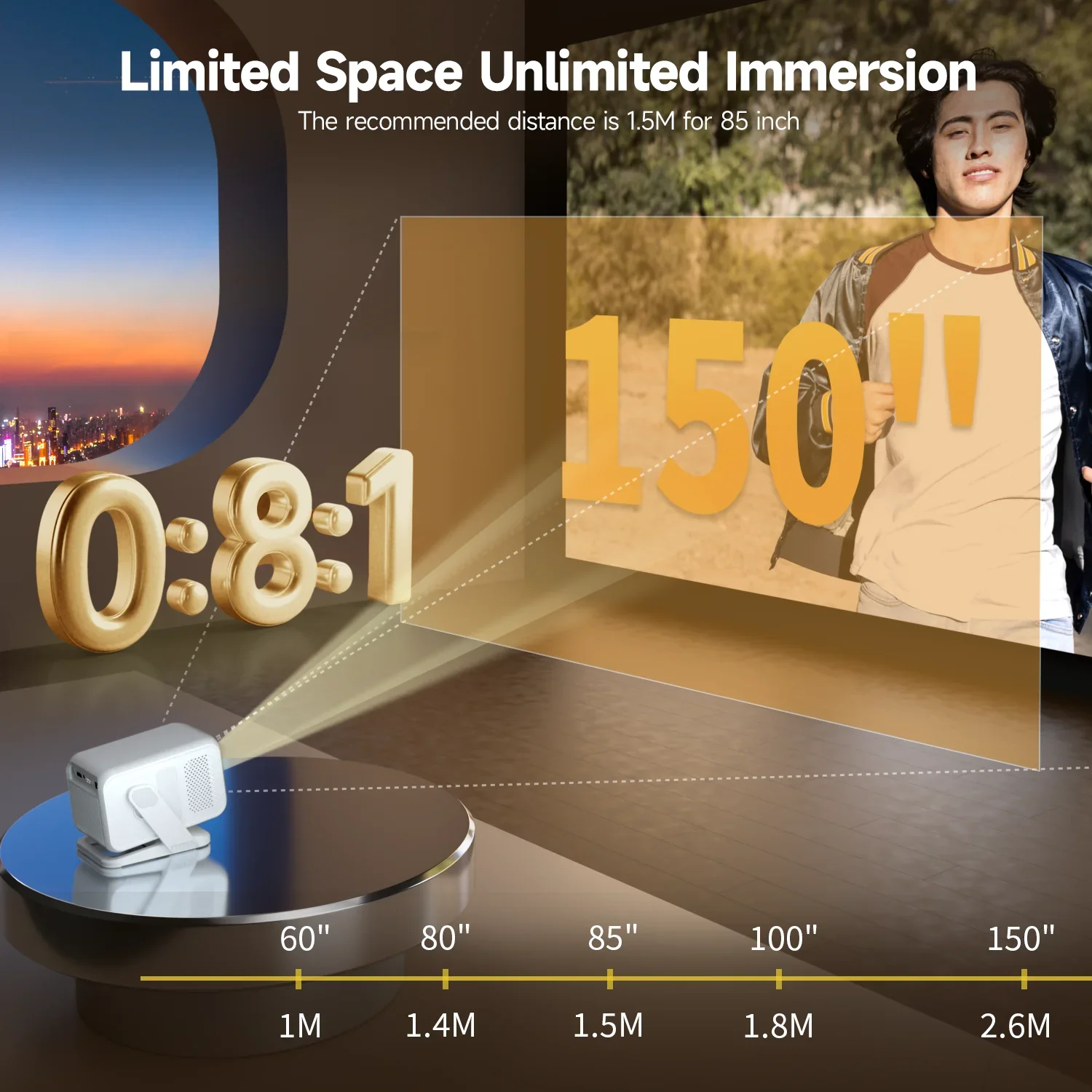 Magcubic HY310X 8K Mini Projector With Full HD 1080P 420ANSI Android 11 Auto Focus Keystone for Outdoor Theater Stand Projector - Image 6