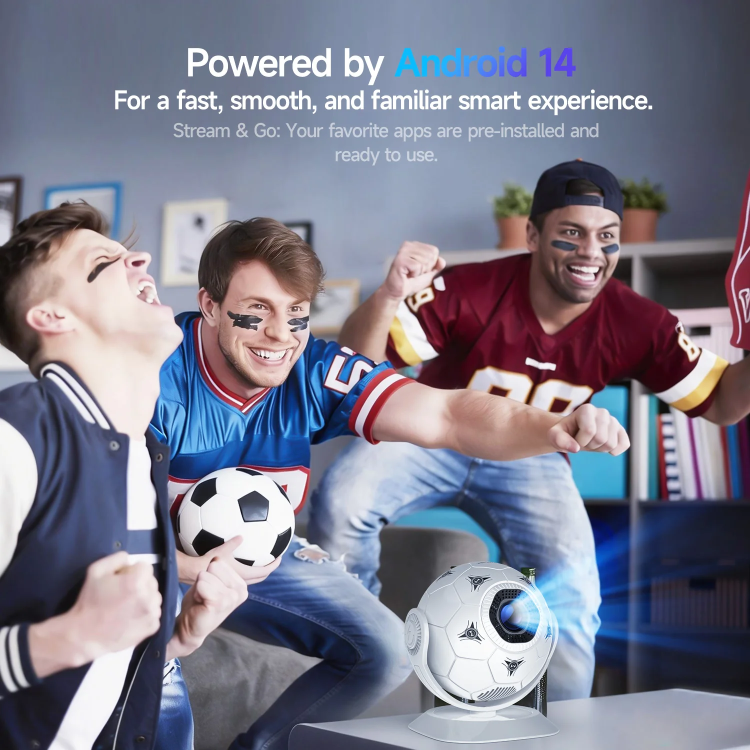 Magcubic HY300F Android 14 8K 300 Ansi MINI Projector LED Wifi6 BT5.4 Projectors Creative Football Styling Movie Home Theater - Image 3