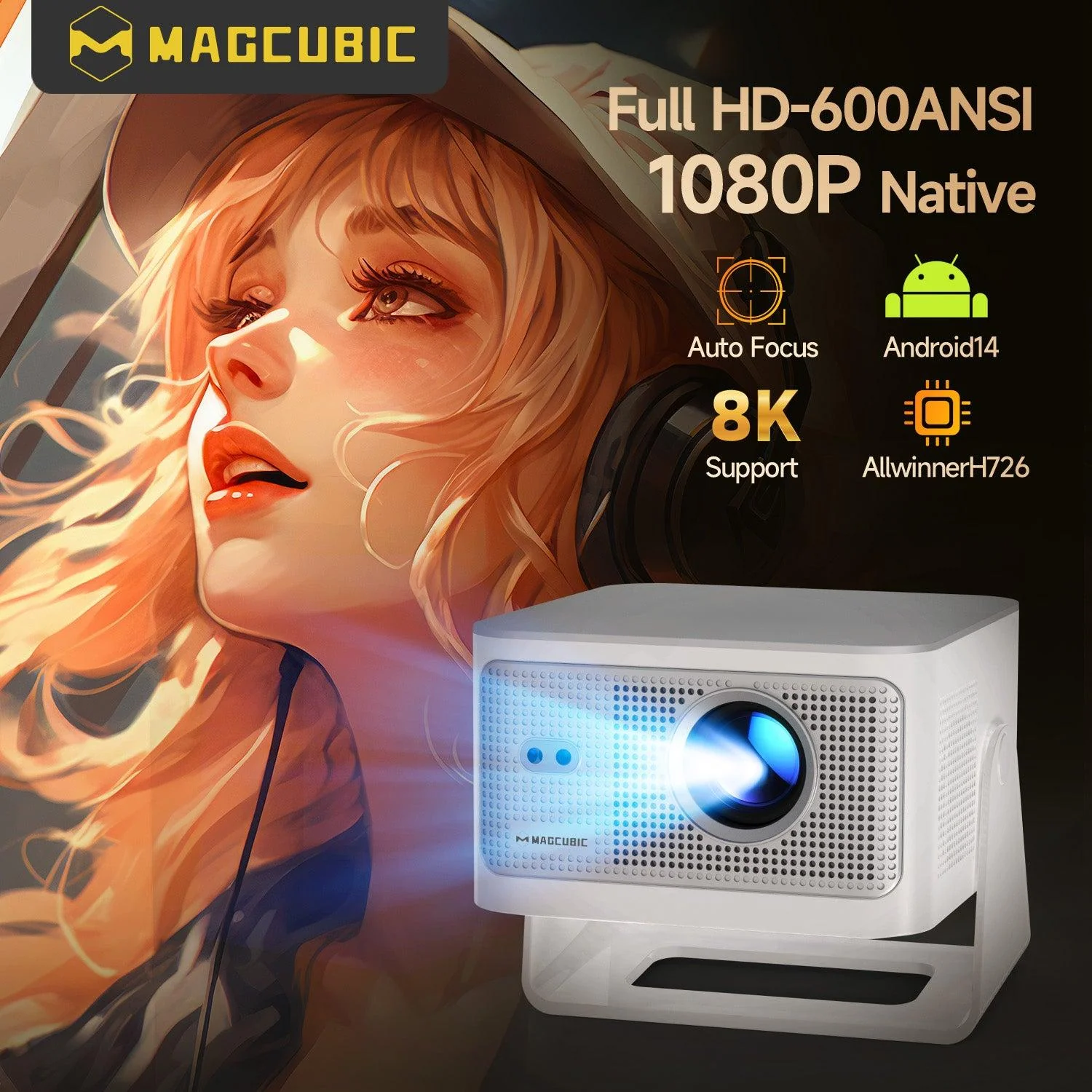 Magcubic HY350MAX 600 ANSI Portable Projector | Android 14 Native 1080P with 8K Input,  Auto Keystone & Focus, Outdoor Friendly（Promotional Price） - Image 4