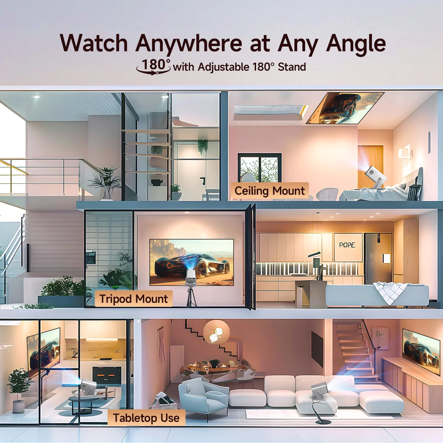 Magcubic 8K Support HD 1080P 1000ANSI X7 Projector With Android 14 5W Speaker  WiFi6 BT5.4 Outdoor Video Home Theater Projector - Image 5