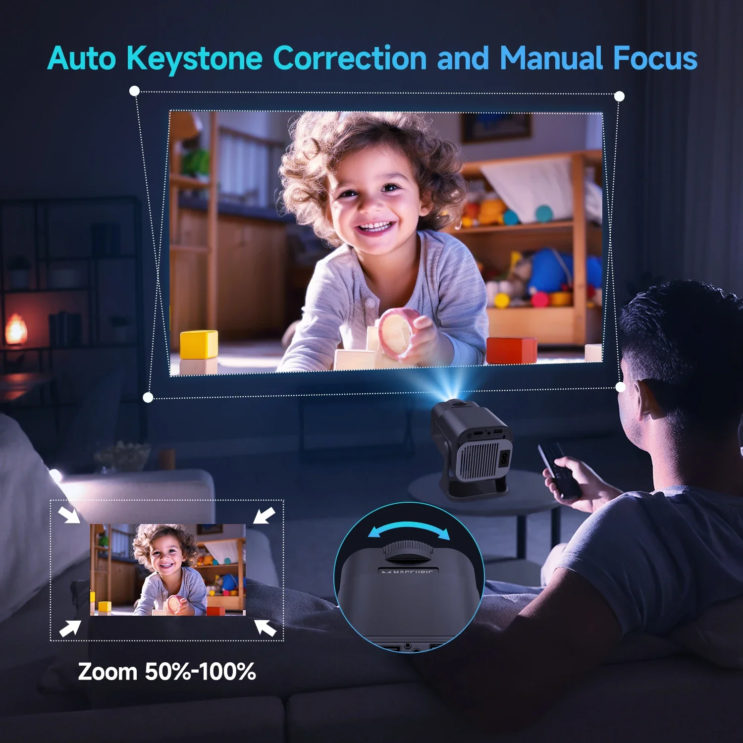 Magcubic HY320 Mini Newly Native 720P 8K Projector 300ANSI Android 14 Wifi6 BT5.4 Cinema Outdoor Portable 180° Rotable Projector - Image 5