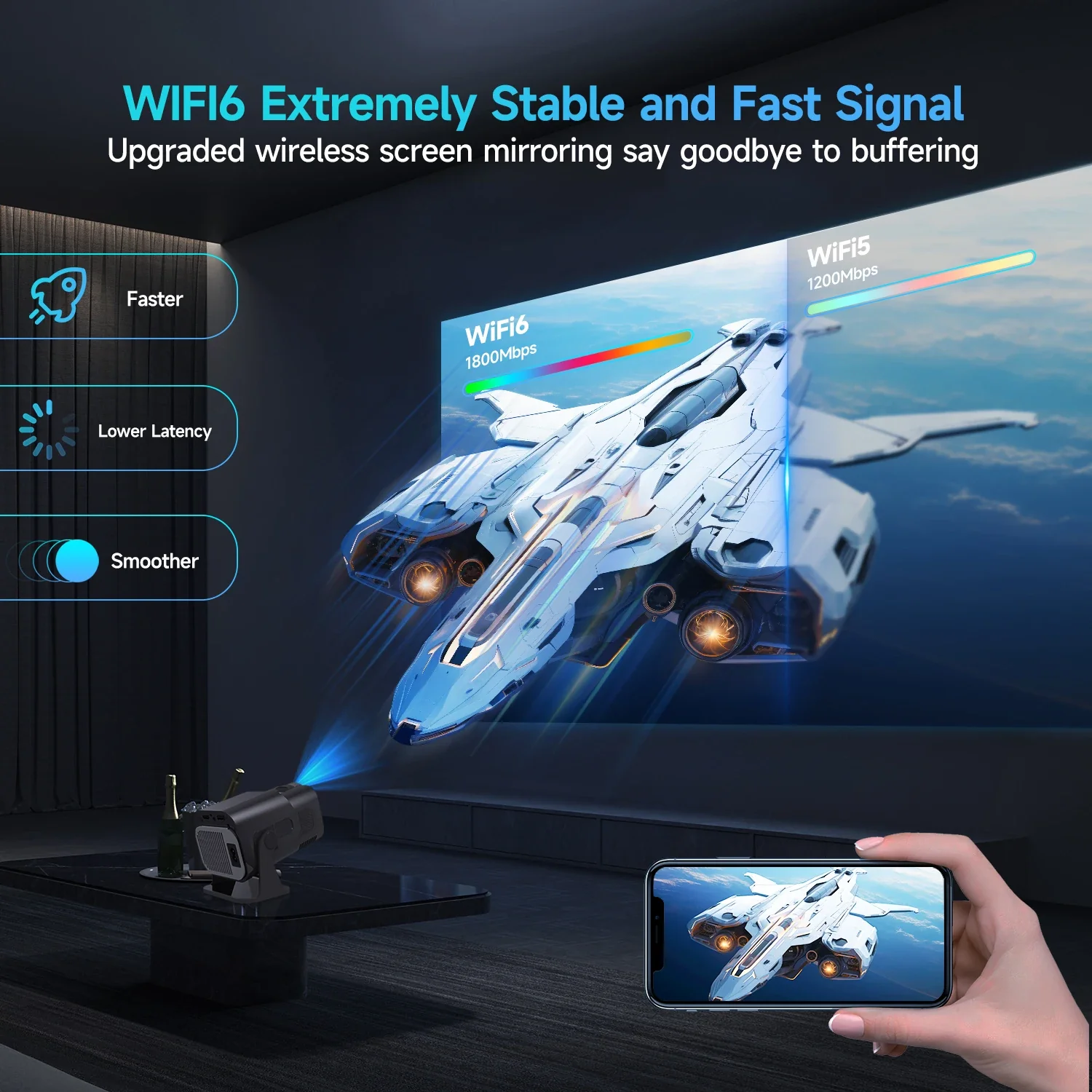 Magcubic HY320 Mini Newly Native 720P 8K Projector 300ANSI Android 14 Wifi6 BT5.4 Cinema Outdoor Portable 180° Rotable Projector - Image 7